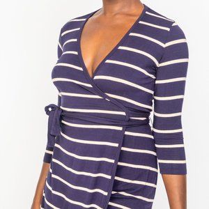 Casual Striped Wrap Dress